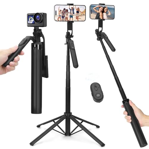 70inch Selfie Stick Phone Tripod with Rechargeable Remote,Portable Extendable 3 in 1 Cell Phone Tripod Stand for Video Recording,Travel Selfie Stick for iPhone and Android - color: C-Selfie Stick