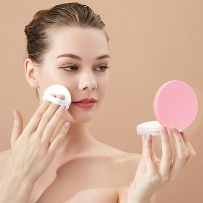 2-Pack Refillable Loose Powder Container with Puff & Mirror - 0.17 oz Travel Portable Empty Makeup Compact with Mesh for Women Girls, Pink - color: Pink