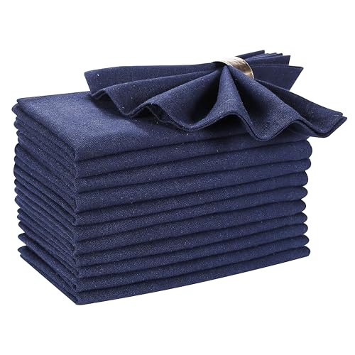 Hausattire Reusable Napkins Cloth Washable 100% Cotton 18x18 Inch Dinner Napkins|Table Napkin for Mother's Day Party Decor|Set of 12 Cloth Napkin for Home Banquet Outdoor Wedding |Navy - color: Navy, size: 18x18