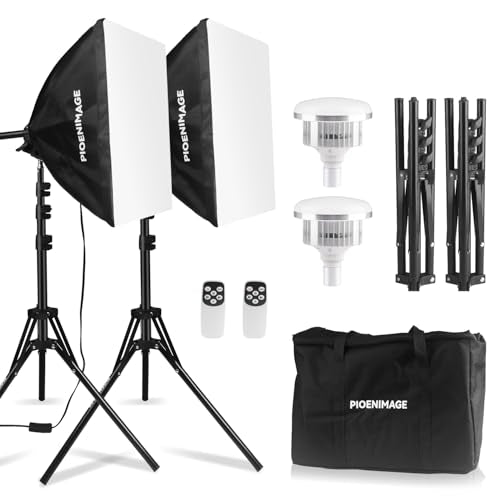 Softbox Lighting Kit, Soft box Photography Lighting Set with 17x17in Softbox, Folding Lighting Tripod, 85W 2700-6500K LED Bulb, Remote, Studio Lights for Photography, Video Recording, 2Sets - color: 2 Pcs 17x17in Softbox Sets