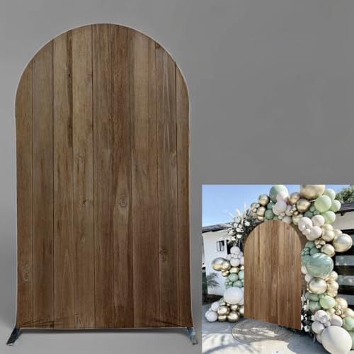 FiVan Arch Covers Stretchy Backdrop for Birthday Baby Shower Party Decoration 3x6ft Wood Pattern Baptism Background Props NO-405 - color: NO-405, size: 3x6ft(90x180cm)