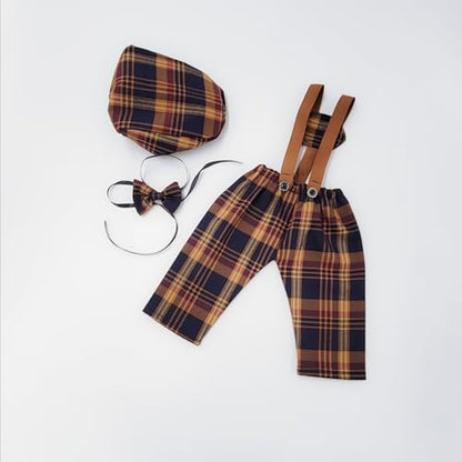 Newborn Baby Boy Suspender Pants Photo Outfits Gentleman Photography Outfit Girl - color: Color4