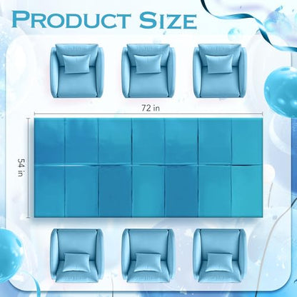 Just Shimmer 2 Pcs Lake Blue Foil Tablecloth 54 * 72inch Plastic Wedding Birthday Winter Party Turquoise Table Cloths Disposable Waterproof Aqua Table Cover for Graduation Anniversary Party Supplies - color: Lake Blue
