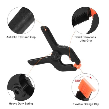 HARFINGTON 20Pcs Plastic Spring Clamps Heavy Clip 2.5" Professional Small Muslin Clamp for Backdrop, Wood Working, Photo, Craft - size: 2.5"