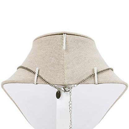 MOOCA Linen Covered Wood Jewelry Display Necklace Chain Jewelry Bust Stand, Necklace Display Mannequin Bust, 8 7/8" in Height, Tan Linen - color: Tan Linen