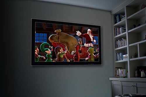 Christmas Digital Decoration Kit Includes AtmosFX Santa's Workshop with 5 Video Effects for Christmas Plus HD Super Bright Projector and 48” x 72” Holographic Projection Screen