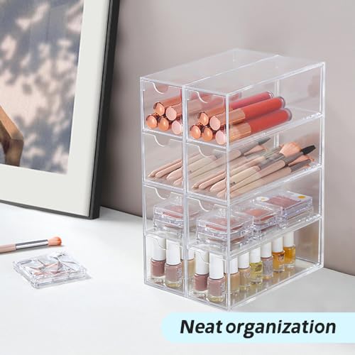 RETON 5 Sets Acrylic Sunglasses Organizers with 20 Drawers, Clear Eyeglass Holder for Glasses Display, Plastic Makeup Storage for Eyewear Watch Art Craft Cosmetic Jewelry Office Desktop