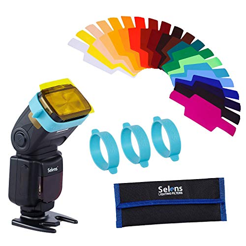 Selens Universal Lighting Filter Kit - 20pcs Color Correction Gels for Camera Flash & Studio Lighting - color: 20Pcs gel kit(SE-CG20) with 2Pcs gel band