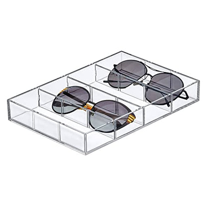 Amazing Abby - Soleil - Acrylic 4-Compartment Sunglass Organizer, Plastic Eyeglass Display Case, Transparent Jewelry Storage Tray, Clear Beauty Supply Holder, Great for Bedroom and Bathroom - style: 1-Pack