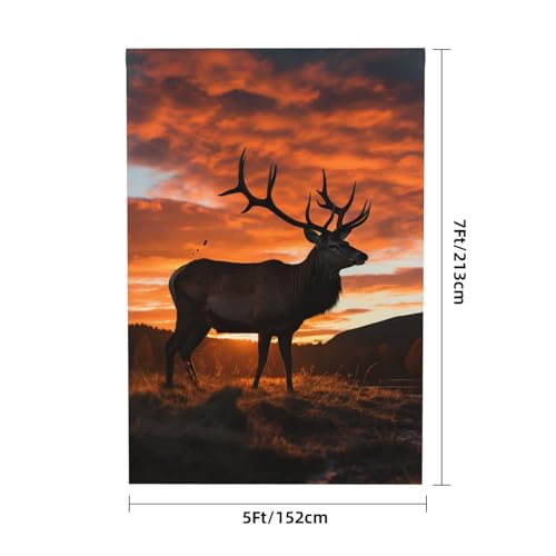 Red Deer Bull Elk Sunset Backdrop Background for Photography 5x7ft Photobooth Professional Photo Backdrop Curtains Video Photography Studio Photo Backgrounds Banner Booth Background Screen Parties - color: Red Deer Bull Elk Sunset