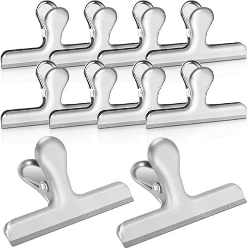 Bag Clips, 10 Pack Stainless Steel Chip Clips for Food, 4.7'' Extra Large Food Clip Heavy Duty Snack Clamp Clip for Office Kitchen Home, Silver - color: Silver, size: Extra Large-10p
