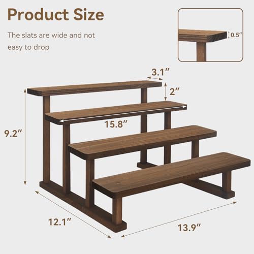 WEWLINE 4 Tier Wooden Display Riser Stand, Cupcake Stand, Display Shelf, Tabletop Spice Rack for Party, Kitchen, Perfume, Fragrance, Vendors event