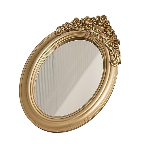 GALPADA 1Pc Vintage Mirror Photo Props Tray Elegant Multi Purpose Adornment for Home Decor Creative Storage for Makeup Weddings and Photography Golden Finish
