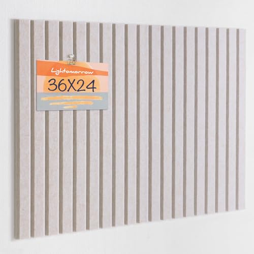 Lightomorrow Bulletin Board, 36 x 24 inches Felt Board Decorative Pin Board, 3' x 2' Cork Board Alternative for Wall, Foldable Photo Board with 20 Pushpins - Oatmeal Stripes - color: Oatmeal Stripes, size: 36×24 inches