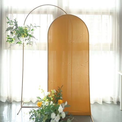 Efavormart 6ft Gold Spandex Fitted Arch Slipcover, Shimmering Round Top Backdrop Sleeve for Luxury Receptions and Boutique Displays - color: Gold, size: 6 FT