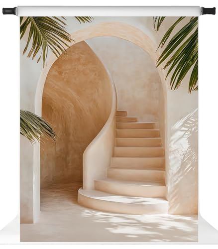 Kate Tropical Arch Backdrops Cascading Stairs Outdoor Natural Hawaii Luau Party Supplies Stduio Props, 7x5ft