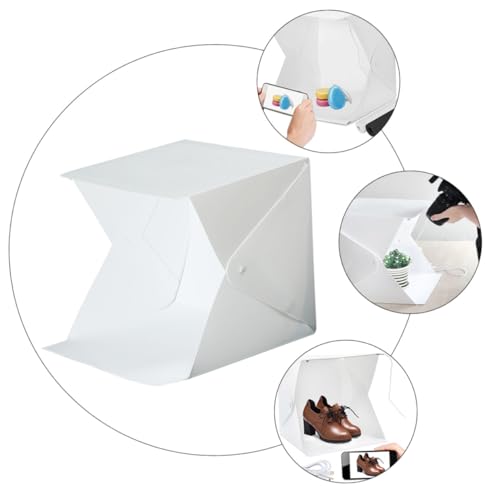 PRETYZOOM 20cm Folding Photography Light Tent with Dual LED Bars, Portable Mini Photo Light Box Kit with 4 Color Backdrops for Product Shooting and Jewelry Photography