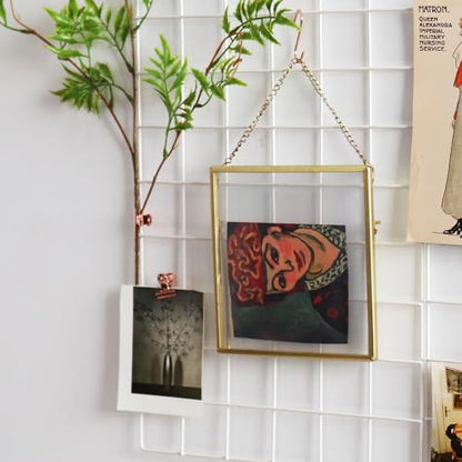 Metal Mesh Wall Grid Panel for Photo Display,Message Board,Size: 17.5" x 11.8",Pack of 2 (White) - color: White
