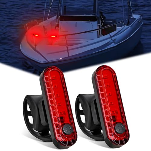 Nilight Marine Boat Navigation Light 2PCS Red Port Bow Lights Four Modes Waterproof Rechargeable Warning Safety Clearance Lamp for Skeeter Yacht Pontoon Trailer Truck Bike Backpack Helmet - color: 5LED Navigation Light-Red