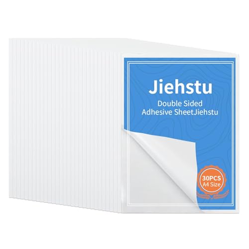 30 Sheets A4 Double Sided Adhesive Sheets, 8.3 x 11.5 Inch Super Strong Sticky Tape for Arts Craft Scrapbooking Photo Albums Home Decorative