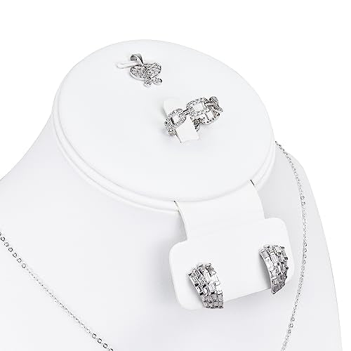 MOOCA White Leatherette Combination Display Jewelry Bust for Necklaces, Earrings, Rings - color: White PU Faux Leather