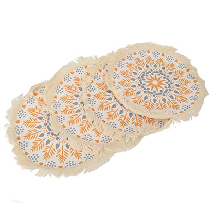 Boho Photography Prop Mat, Boho Decorative Mat with Exquisite Pattern and Tassel Design, Insulation Pad for Table Decoration, Wax Bowl Holder, Photo Shoot Backdrop for DIY Styling