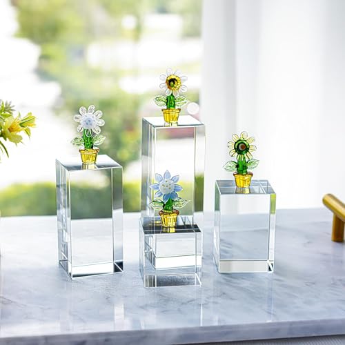 Clear Polished Glass Cube Photo Props, Transparent Solid Glass Display Blocks for Photography Boutique Jewelry Cosmetic Crafts Closet Show, 4 Pack (Transparent Cube)