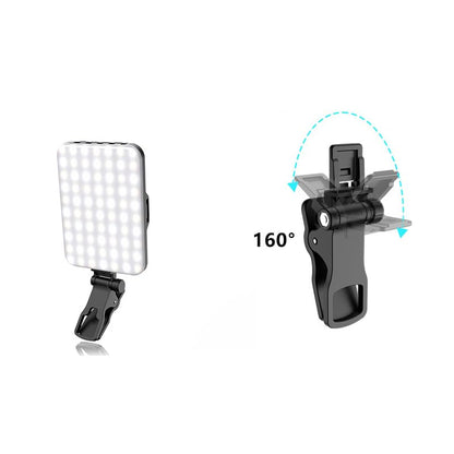 2 Pack 60 LED Selfie Light Front Clip Replacement Phone Clip Holder Clamp Support Stand for Rechargeable Clip Fill Video Conference Light Laptop Tablet Phone Clip Fill Lights
