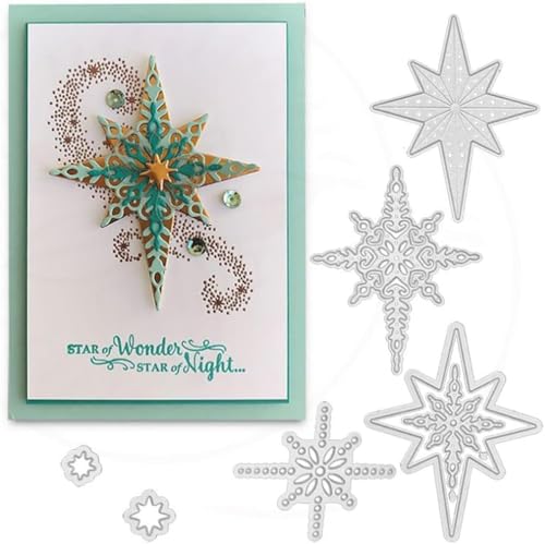 Lapoo Festivals Metal Cutting Die for Scrapbooking - Durable, Cut Stencils for DIY Scrapbook Photo Album Decorative Paper Card, Card Making Supplies, Embossing (Six Snowflake Star Anise 4.9 x 3.3 in) - style: Six Snowflake Star Anise 4.9 x 3.3 in
