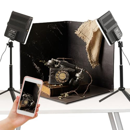 BYSTONE Upgrade Light Box Photography,Portable Photo Studio 16x16 inch Professional Shooting Tent Kit with 288pcs LED Lights 15 HD Backdrops Paper for Food and Small Product Photography Props
