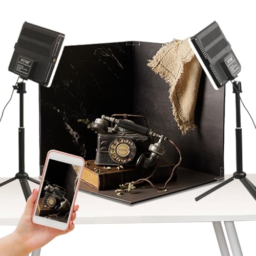 BYSTONE Upgrade Light Box Photography,Portable Photo Studio 16x16 inch Professional Shooting Tent Kit with 288pcs LED Lights 15 HD Backdrops Paper for Food and Small Product Photography Props