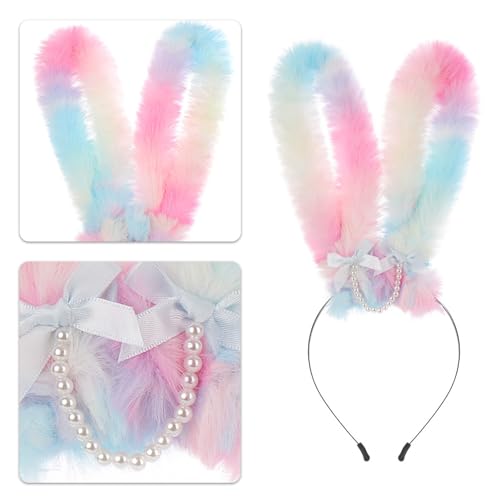 Easter Rabbits Ears Hairband Photo Props Easter Hair Hoop Hairband Party Headpiece Fun Headbands for Music Festival(Pink)
