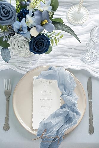 Ling's Moment Luxury Cloth Wedding Napkins - 19x19 Inch Reusable Cheesecloth Linen Napkins for Wedding Reception, Bridal Shower, Dinner Table - Washable, Durable (Set of 10), [Dusty Blue] - color: Blu-dusty Blue