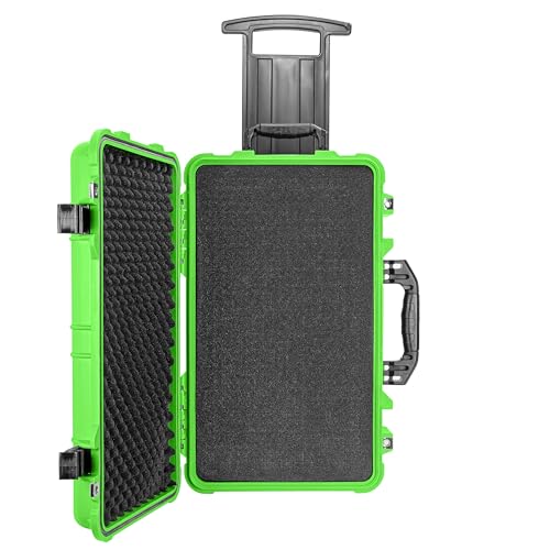 Eylar 22" Carry-On Travel Roller Gear, Camera, Drones, Tools, Equipment Hard Case Waterproof with Foam (Neon Green) - color: Neon Green