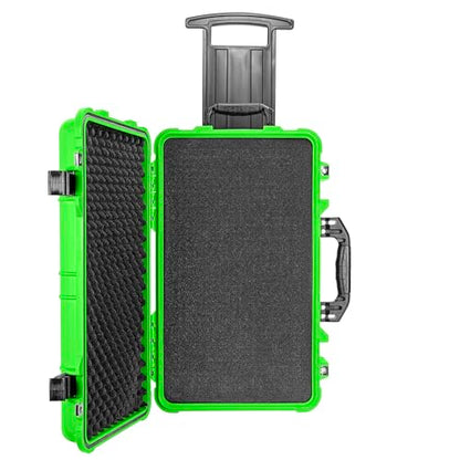 Eylar 22" Carry-On Travel Roller Gear, Camera, Drones, Tools, Equipment Hard Case Waterproof with Foam (Neon Green) - color: Neon Green