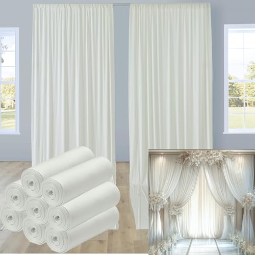 40ftx12ft Ivory Backdrop Curtains for Wedding-Wrinkle Free Backdrops Curtain Drapes Fabric Decorations Photo Back Drop Cloth for Baby Shower Photography Stage Reception 8Panels 12ft(H) x 5ft(W) - color: ivory, size: W5' x H12'(8 panels)