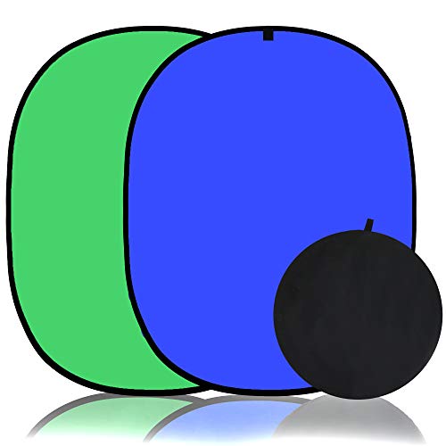 Koopro 5’×7’ Collapsible Twist Background Double-Sided Pop Up Flex Backdrops Chroma Blue & Green Portrait Screen Professional Video Photography and Television Studio Props with Carrying Case - color: Blue&Green