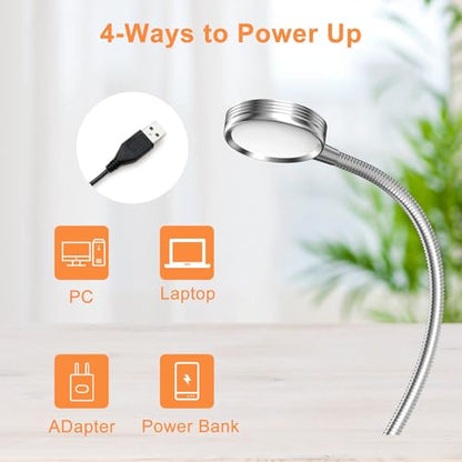 LEPOWER Clip on Light/Reading Light/Book Lights/Desk Lamp Color Changeable/Night Lights Clip on for Desk, Bed Headboard and Computers, Adapter Included, Silver - color: Silver
