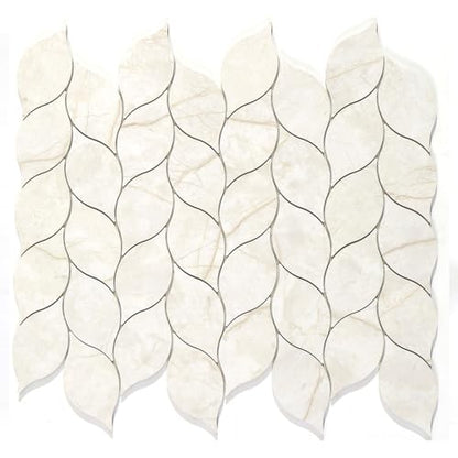 Tilingview 10-Sheet Peel and Stick Backsplash Tile for Kitchen, Self-Adhesive Mosaic Glossy Leaf Stick on Wall Tile with Gaps (Beige Yellow) - color: Leaf Gaps Beige Yellow