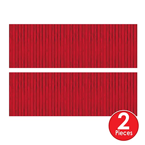 Beistle Red Barn Siding Wall Backdrops, 4’ x 30’, 2 Pack - Rustic Western Backdrop, Photo Backdrop, Farm Barnyard Background, Weathered Barn Decor, Easy to Adhere Wall Covering, Photography Background - style: Red Barn Siding - 2 Piece
