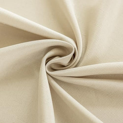 Seenus Textured 60 Inch Beige Round Tablecloth fits 30'' to 48'' Table, Water Resistant and Wipeable Circular Tablecloth, Anti-Scratch Faux Linen Fabric for 2-4 Seats Dining Table Kitchen Patio - color: Beige, size: 60" (Round)
