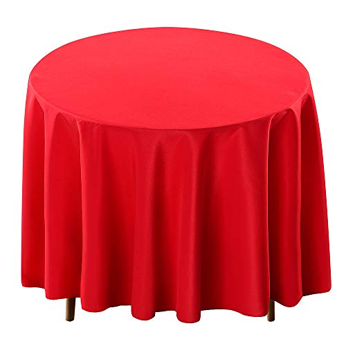 Surmente Red Tablecloth for Round Tables, 90-inch Round Table Cloths for Weddings, Banquets, or Restaurants - color: Red, size: 90" (Round)