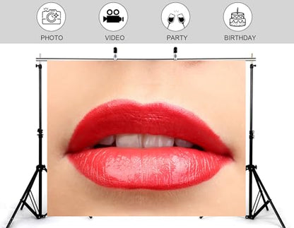 10x5ft Red Lips Backdrop Beauty Makeup Photography Background for Cosmetic Themed Party Photo Booth Decorations Tapestry Photo Booth Props - size: 10x5ft