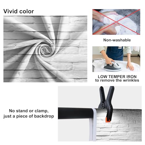 Vinyl 15x10ft Backdrop Photography Background White Brick Wall Computer-Print Seamless Photo Background Children Baby Adults Portraits Photo Studio Props - size: 15x10ft