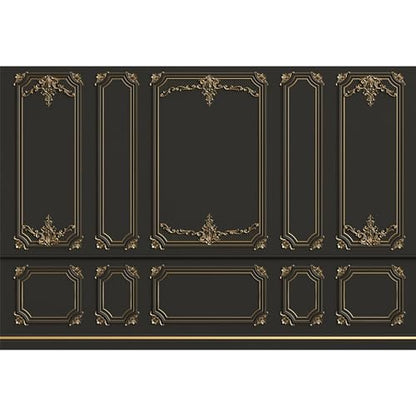 5x3ft Ancient Palace Wall Backdrops for Photography Black Gold Retro Wall Texture Old Castle Living Room Photography Background Baby Shower Graduation Wedding Birthday Photo Prop - color: black, size: 5x3ft