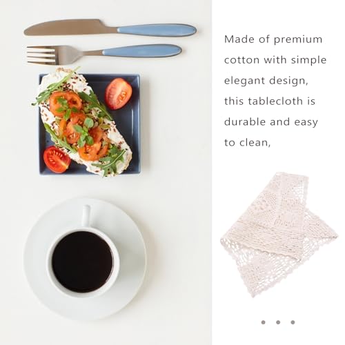 Simple Cotton Crochet Lace Tablecloth for Home Decor Dinner Table Wedding Outdoor Picnic Decorative Doilies Photo Props for Cake Dessert Food Styling