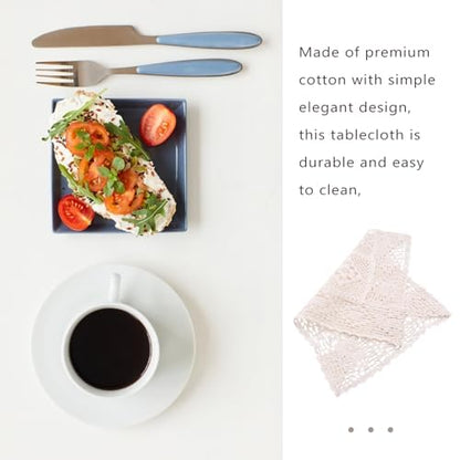 Simple Cotton Crochet Lace Tablecloth for Home Decor Dinner Table Wedding Outdoor Picnic Decorative Doilies Photo Props for Cake Dessert Food Styling