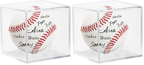 Acrylic Baseball Case for Display, UV Protected Baseball Display Cube, Autographed Baseball Clear Display Case, Baseball Display Case for Memorabilia Baseball (1 PC) (Pack of 2) - size: 1 PC (Pack of 2)