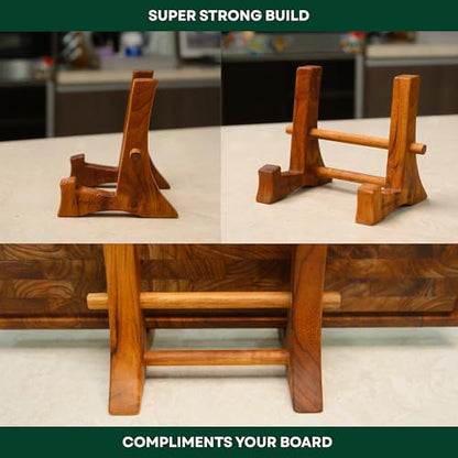 Chopping Board Stand – Teak Wood – Premium Handmade Holder Organizer for Boards, Drying Rack, Single or Dual Slot, Fits Thick Boards, Air-Dry Base (1 Slot (2.4 in Thickness) - 2 Pieces) - style: [2 Pcs] 1 Slot - 2.4" Thick