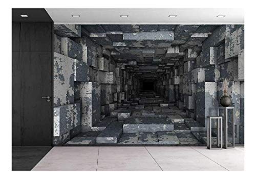 wall26 - Dark Tunnel - Removable Wall Mural | Self-Adhesive Large Wallpaper - 66x96 inches - color: Artwork - 12, size: 66"x96"